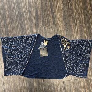 Nanette Lepore Dark Blue Textured Cardigan